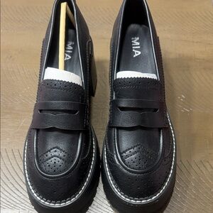 MIA Black Perforated Loafers
